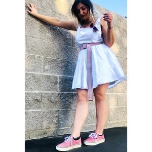 Suede Pink and White Vans